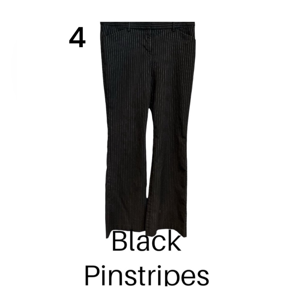 EXPRESS DESIGN STUDIO Editor Flare Pants Size 4R Pinstripe Black